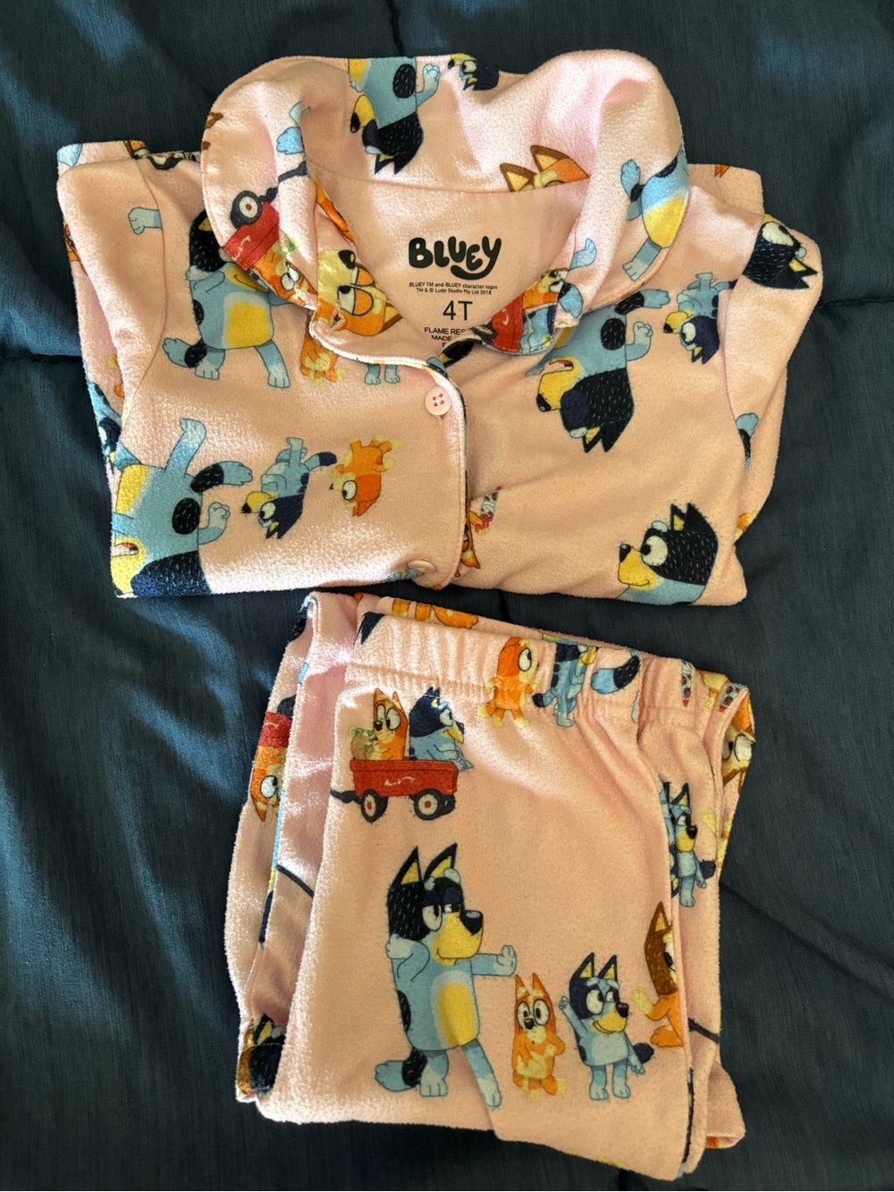 Bluey Pink Fleece Pajama Set for Kids - 4T